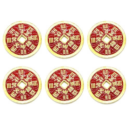 ZOKJSW Monete di Rame d'Epoca Charm Feng Shui Ricchezza Fortunate Cinese Ornamenti Successo Commemorative in Ottone Cina 6 PCS