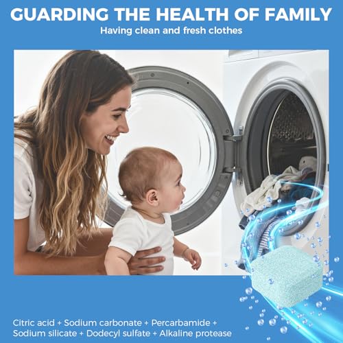 Pakimi Washing Machine Cleaner Tablets, 24 Pack, Deep Cleaning Descaler and Suitable for Most Washer Machine Cleaner Front Loader and Top Load, Compatible with HE Models - Thumbnail 4