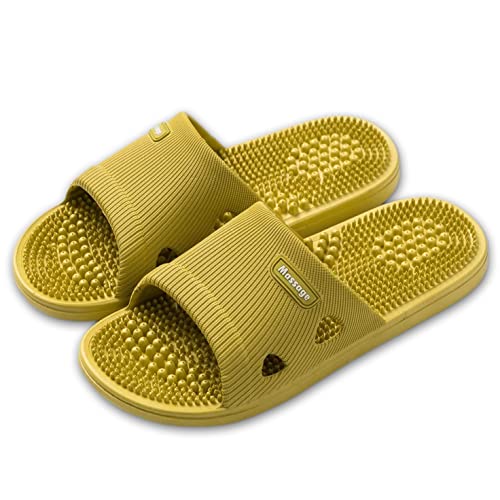 Reflexology Slippers Foot Massager for Plantar Fasciitis Acupressure Acupuncture Slippers Arthritis Pain Relief for feet Man Women Stress Relief Gifts (Yellow, UK Women 5.5-6)