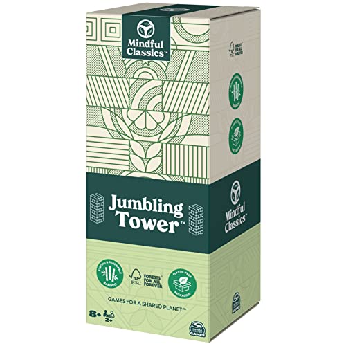 Mindful Classics, Jumbling Tower Sustainable Wooden Blocks Tumbling Toppling Bamboo Wood Party Stacking Game, For Adults And Kids Ages 8 And Up #TOP6