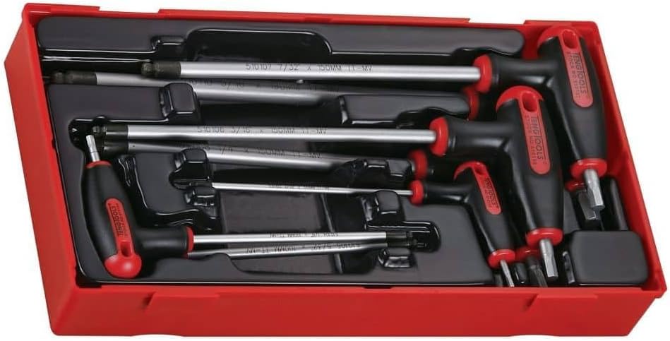 Teng Tools 7 Piece SAE T Handle Ball Point Hex Allen Key Set (3/32 Inch to 5/16 Inch) - TTHEX7AF, Silver
