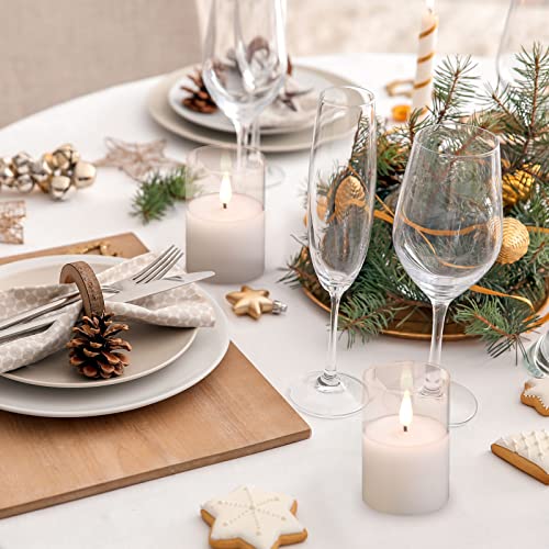 Viodaim Clear Glass Flameless Votive Candles: Battery Operated Led Flickering Pillar Votive Candle With Remote And Timer For Wedding Party Centerpieces Table Decorations Set Of 6 2"X3" #TOP7