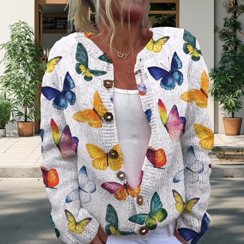 Trendy Sweater Cardigan for Women Button Up Oversized Long Sleeve Floral Comfy Sweaters Plus Size Tops Outfits2