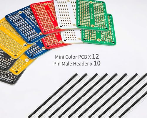 Kit de mini prototype PCB pour électronique DIY et Arduino - Platines perforées à souder plaquées or (12 mini cartes + 10 barrettes mâles) – vue 5