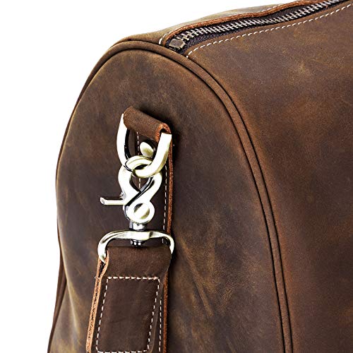 Polare Men's 20'' Retro Real Leather Weekender Duffel Overnight Bag Carry On Luggage