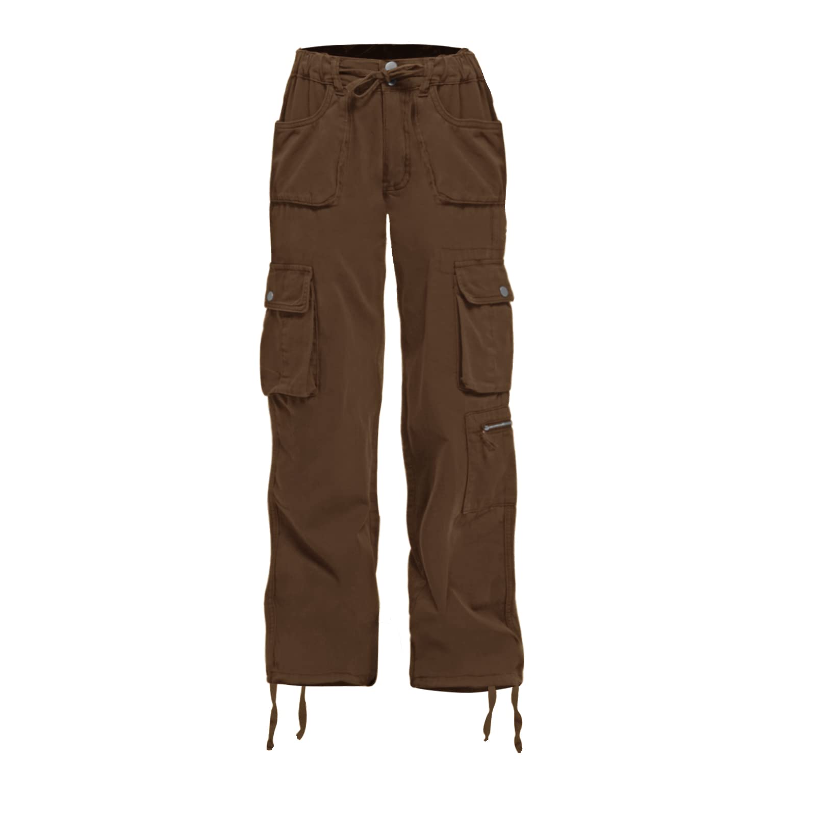 Cargo Pants Women Baggy Hiking Casual Cotton Military Tactical Army Combat Work Pants with 7 Pockets Large Brown