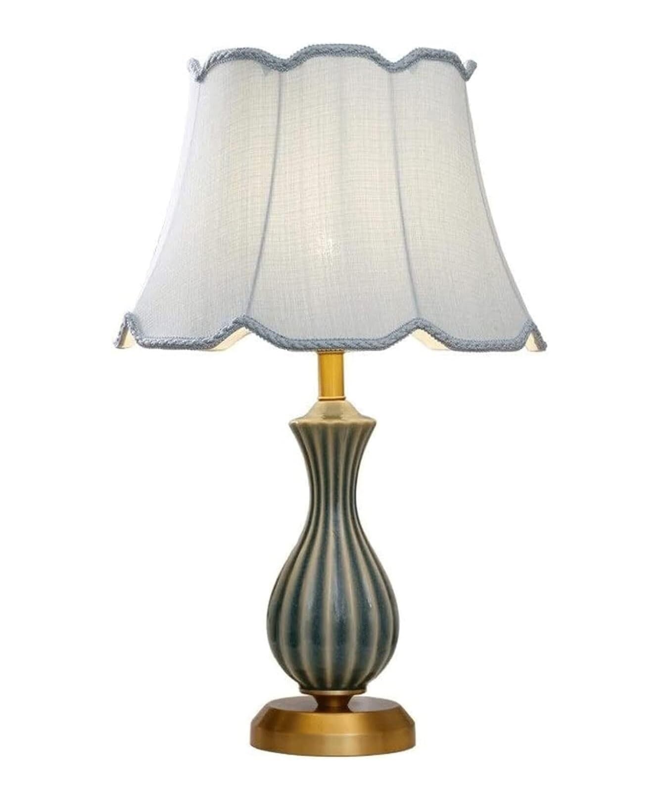 SGKOMN Table Lamp Table Lamps For Living Room Ceramic Table Lamp European Style Bedside Lamp Fabric Lampshade Nightstand Lamp For Living Room Bedroom Bedside Lamps Lamp For Bedr-Dimmer-37 * 58cm