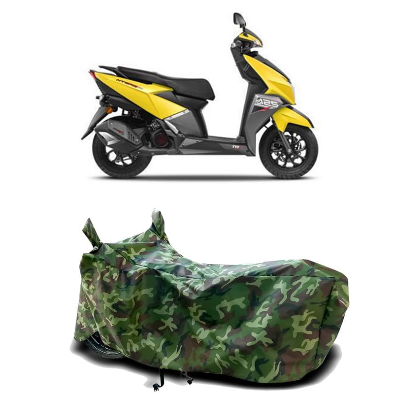 Image of DUFFEL-100% Heat Protection Two Wheeler Bike /Scooty Body Cover for TVS NTORQ 125 Water Resistance /UV-Rays /Birds Dropping /Scratchproof /Dust Proof /Waterproof[Green Jungle Print]