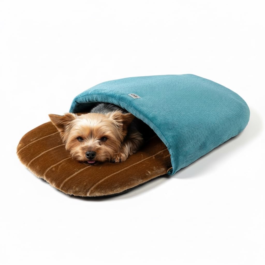 Cuccia a Tana per Cani Piccoli e Gatti – Effetto Rifugio Morbido e Avvolgente – Letto a Forma di Ciabatta – Lavabile in lavatrice– Made in Italy – Tessuti Riciclati