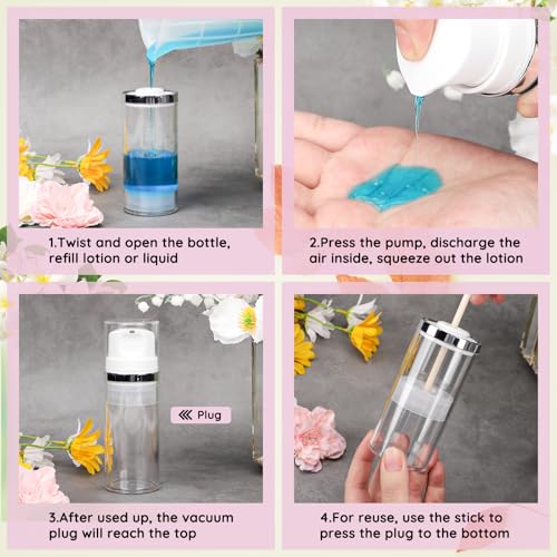 Image of Segbeauty 3.38oz Vacuum Cosmetic Travel Bottle,3Pcs 100ml Airless Pump Bottles Refillable Cosmetic Containers Moisturizer Dispenser Airless Cosmetic Pump Container Travel Pump Bottles for Toiletries