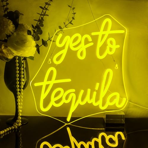 Looklight Yes to Tequila Neon Sign Tequila Led Signs Bar Signs USB Letter Light Up Signs Dimmable Neon Lights for Home Beer Bar Bedroom Restaurant Man Cave Cafe Bistro Club Party