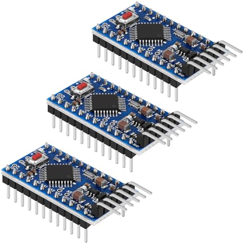 YELUFT Lot de 3 microcontrôleurs Pro Mini ATmega328P 3,3 V 8 MHz compatibles avec Arduino IDE...