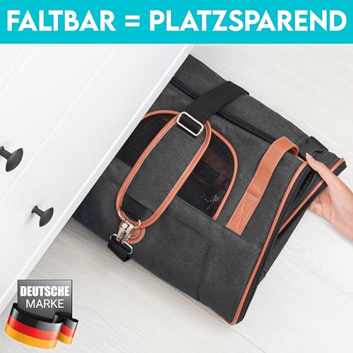 HUND IST KÖNIG Hundetasche & Katzentasche bis 8kg - Hochwertige Hundetragetasche - Transporttasche für Katzen - Faltbare Mobile Tragebox für Hunde & Katzen