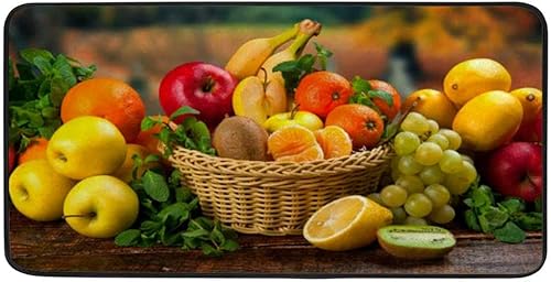Miniatura 4 de Kuizee Alfombra de pasillo de cocina, alfombra de cocina, frutas, verduras, jardín, baño, pasillo, entrada, piso, antideslizante, suave, absorbente
