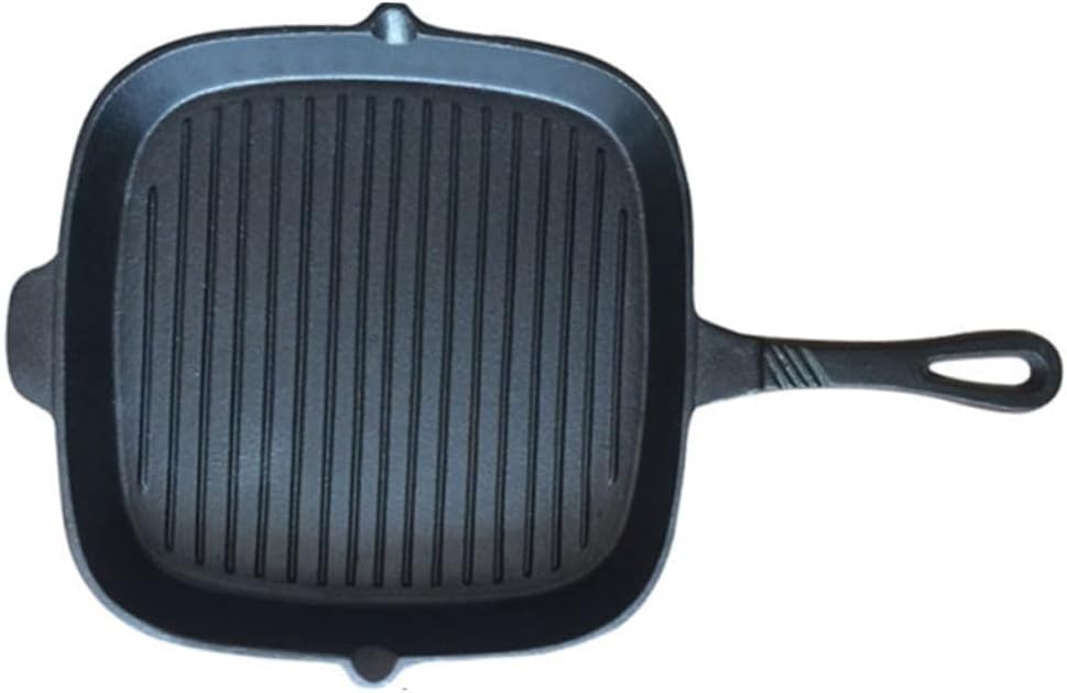 Zerodeko Nonstick Cast Iron Steak Frying Pan 26cm Square Grill Pan for Electric and Gas Stoves Versatile Cooking Skillet for Indoor Use