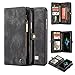 iPhone X/Xs Wallet Case,AKHVRS Handmade Premium Cowhide Leather Wallet Case,Zipper Wallet Case [Magnetic Closure]Detachable Magnetic Case & Card Slots for iPhone X/Xs - Black