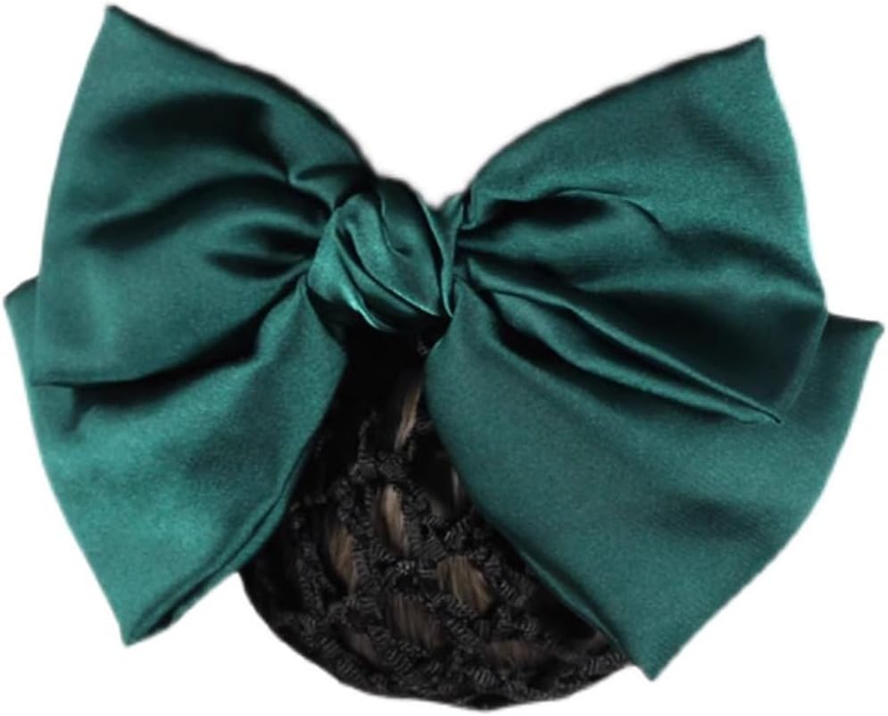 リボンヘアネット 女性ヘッドワークヘアネットナースプレートワークヘアヘアクリップ フォーマル ヘアアレンジ (色 : 緑, Size