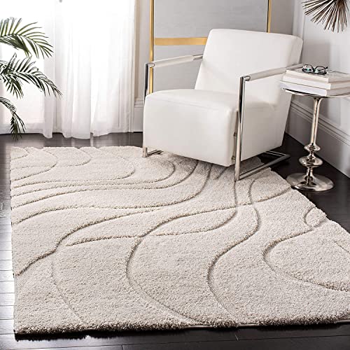 Image of Export Quality Microfiber Hand Woven Shaggy Carpet Collection with 2 inch Pile Height Carpet for Living Room & Hall Size 10x10 feet Round coular IvoryA