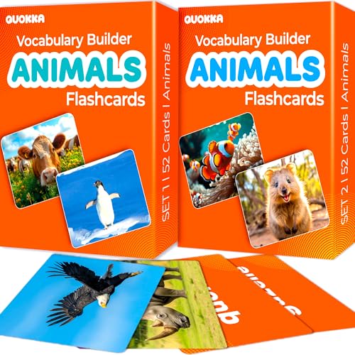 QUOKKA 104 Animal Flash Cards Set – Kids and Adults