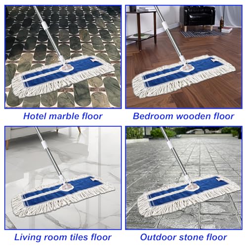 Image of 24 inch 4 Pack Industrial Strength Cotton Dry Dust Mop Head Floor Dust Mop Refill Hardwood Floor Duster Broom Dry Floor Cleaning for Hardwood Ceramic Marble Tile, Fits 24 Inch Frame