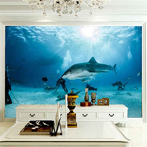 Papier Peint Animal Marin Solution Murale Sans Colle 3D Requin Grand Format