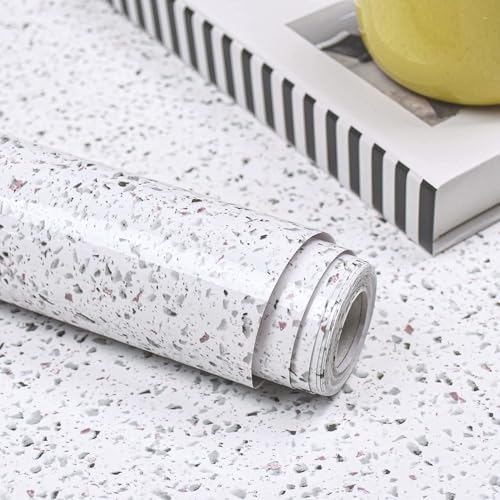 Image of TEKCOOL Granite Self Adhesive Waterproof Contact Film Wallpaper for Countertops Cupboard Door, Almirah, Fridge, Tabletop, Wall, Floor Renovation Projects (60X200 cm, Glossy Grey-4pc) - Solid