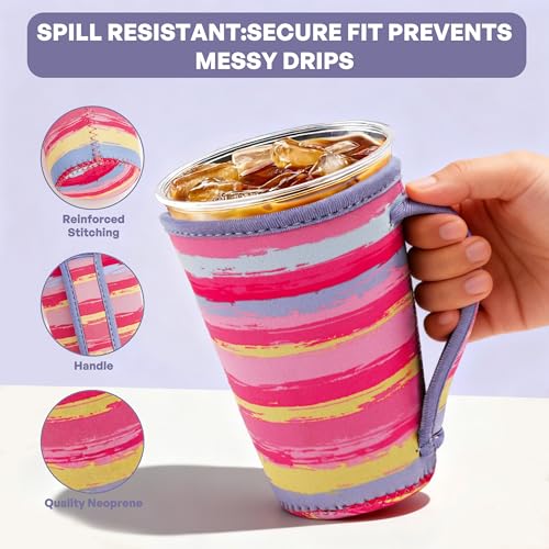 Image of 3Pk Reusable Coffee Sleeves, Neoprene, Fits 16-32oz Hot /Cold Drink