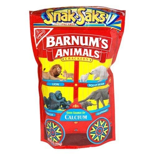 Nabisco, Barnum's, Animal Crackers, Snack-Saks, 8oz Bag (Pack of 4) - SET OF 2