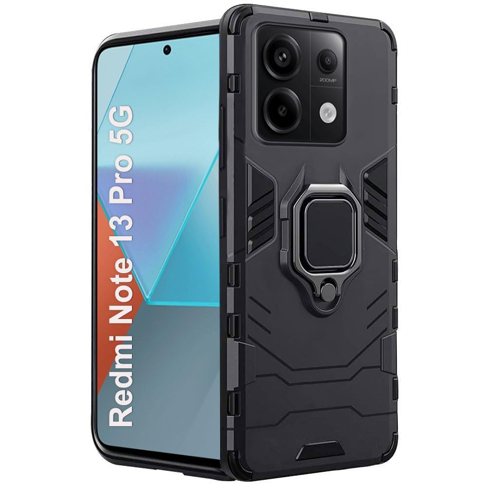 TheGiftKart Tough Armor Bumper Back Case Cover for Mi Redmi Note 13 PRO 5G | Ring Holder & Kickstand in-Built | 360 Degree Protection Back Case Cover for Redmi Note 13 Pro 5G (PC & TPU, Black) TheGiftKart Tough Armor Bumper Back Case Cover for Mi Redmi Note 13 PRO 5G | Ring Holder & Kickstand in-Built | 360 Degree Protection Back Case Cover for Redmi Note 13 Pro 5G (PC & TPU, Black)