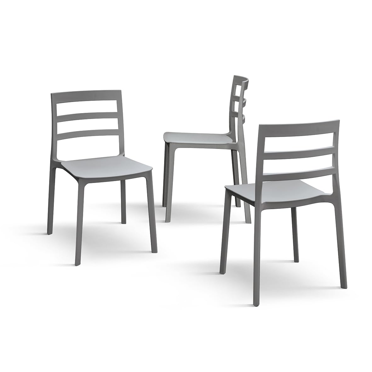 PAZZO DESIGN Chaise Luca, Ensemble de 4, Gris, Chaises polypropylène, Chaises Cuisine, Chaises Salle à Manger, Chaises Jardin, Empilables - id_1966