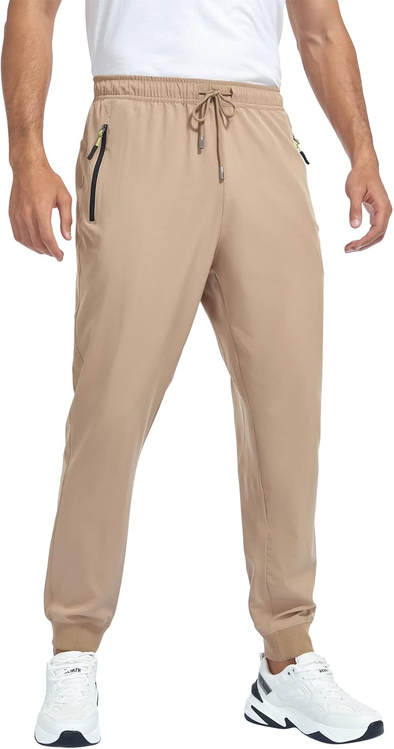 Men's Lightweight Jogger Pants Quick Dry Athletic Hiking Pants for Men with 3 Zipper Pockets - Image 2