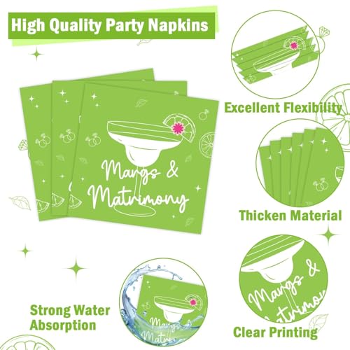 Image of 96pcs Margs & Matrimony Bachelorette Party Decorations Margs Plates Napkins Party Supplies Margarita Tableware Dinnerware for Birthday Bridal Shower Wedding Mexican Fiesta Favors for 24 Guests