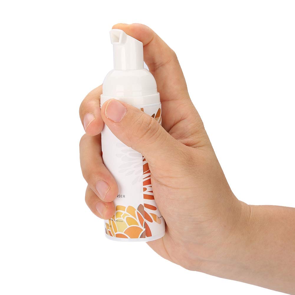 Limpiador de pestañas de espuma de 60 ml, limpiador de pestañas, removedores de maquillaje, removedores de maquillaje de ojos, champú y cepillo perfecto para uso en salón y cuidado del hogar [02]