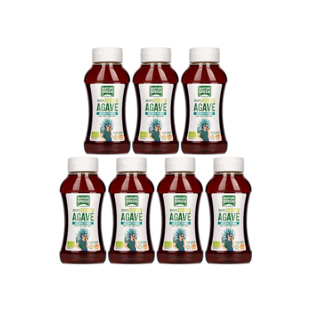 NaturGreen - Sirope Agave Bio, Endulzante Ecológico, Bajo Índice Glucémico, Apto para Ser Consumido Directamente - Pack 7 Unidades de 500ml/690g
