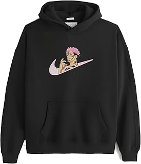 تي شيرت بغطاء للراس بتصميم انيمي ياباني جوجوتسو جوجو يوجي ميغومي توج مطرز - انمي جوجتسو كايزن تصميم بالخيوط على الهودي او توتي باج تيشرت مقاس 37