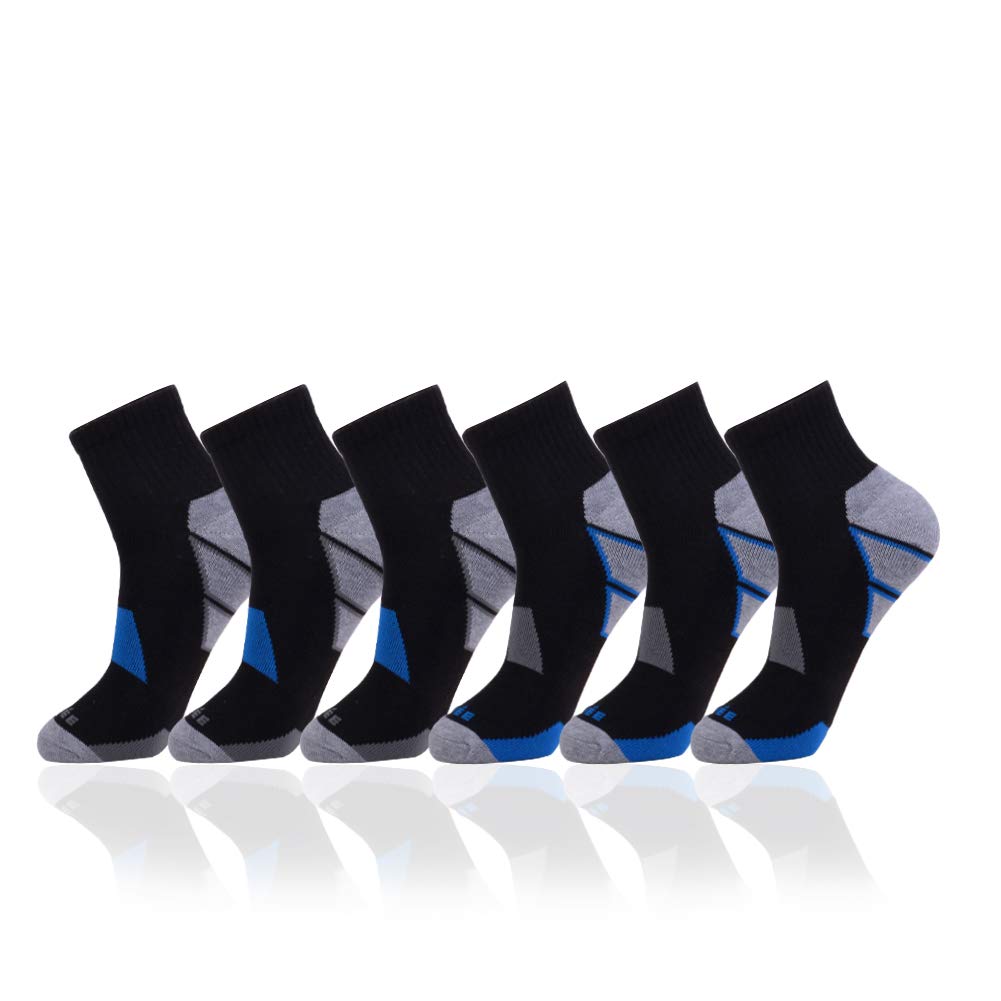 JOYNÉE Men's 6 Pack Athletic Performance Cushion Ankle Running Quarter Socks