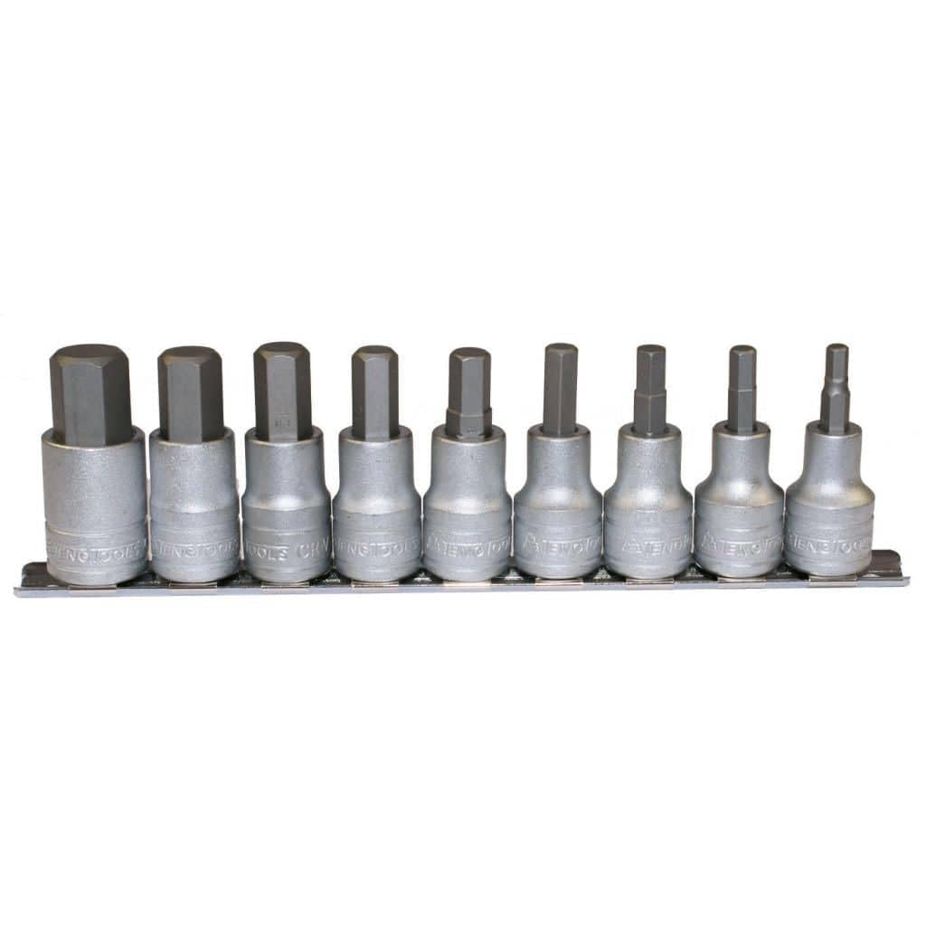 Teng Tools M1212 - 1/2"" Drive Hex Bit Socket Clip Rail Set Metric - 9pcs