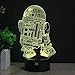3D Lamp R2-D2 Table Night Light Force Awaken Model 7 Color Change LED Desk Light with Multicolored USB Power for Living Bed Room Bar Best Gift Toys Designed by HUI YUAN
