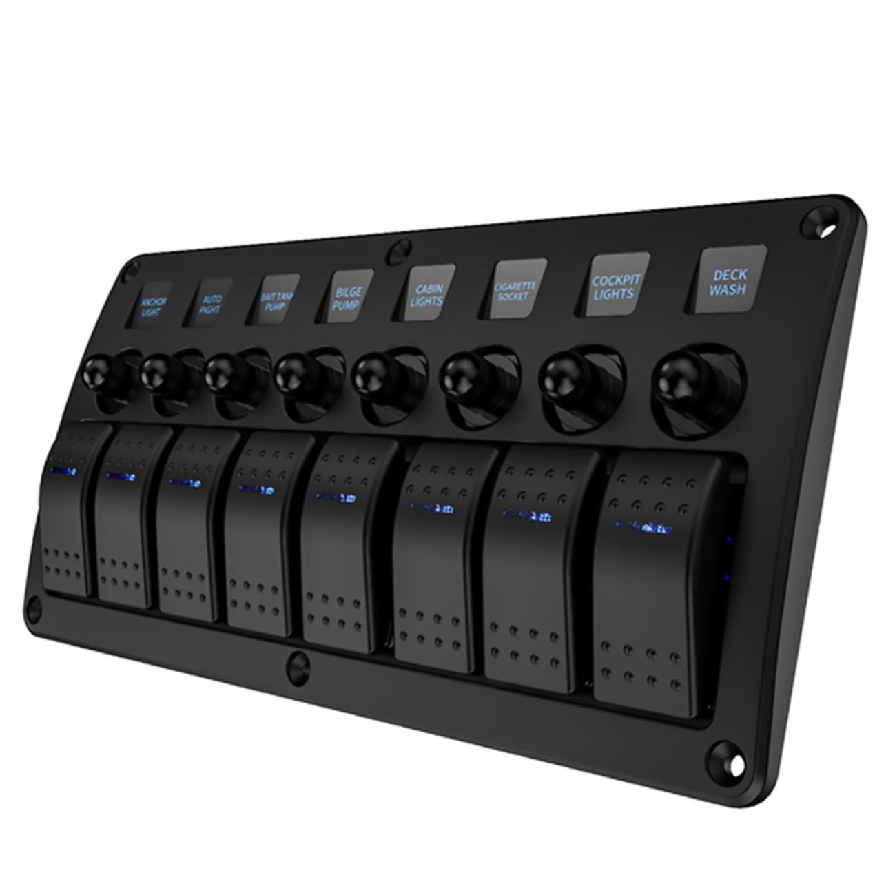 Unomor 8-Port Panel Accessory Vehicle Control Switches for Rvs Cars Boats Yachts Overload Safety Feature