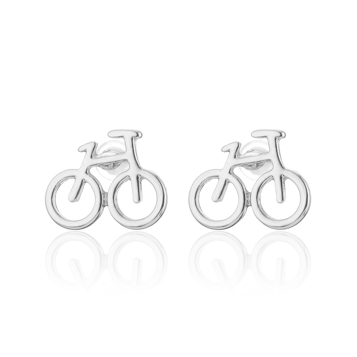 OuranPendiente de botón para mujer, Pendiente de bicicleta Pendiente de chica Stud Plata Plata Oro Rosa Pendiente de acero inoxidable pequeño