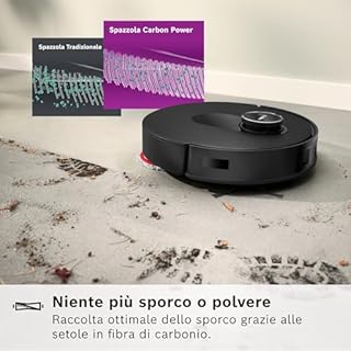Bosch Spotless Max Robot Aspirapolvere e Lavapavimenti, Potenza 11.000 Pa, Panno Rotante Estensibile, Stazione Autopulente, Navigazione Smart Vision, App Home Connect, Nero