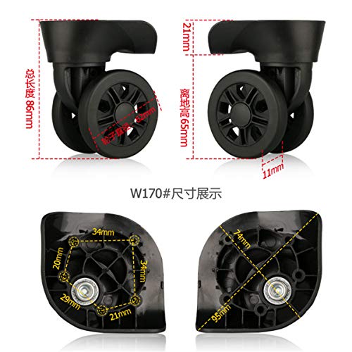 Luggage Wheel,Luggage Suitcase Wheels, 360 Degree Swivel Luggage Mute Wheel Suitcase Replacement Repair Wheels Parts Spinner (W170#)2