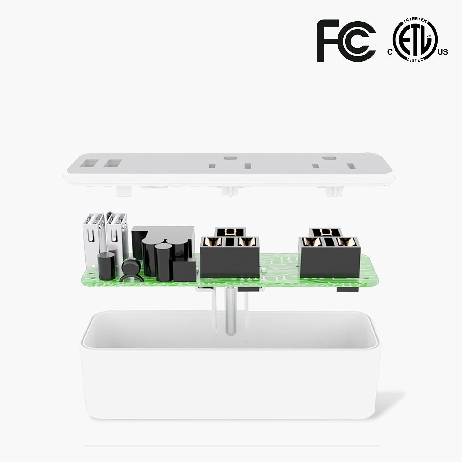 [2 pack]Multi plug Outlet Extender,YOHINSIZ Electrical Outlet splitter with 2 USB(Total 2.4A) Ports,3 Prong Wall Charger Expander,ETL List,Plug Adapter for Home,School,Travel (WHITE) - - 