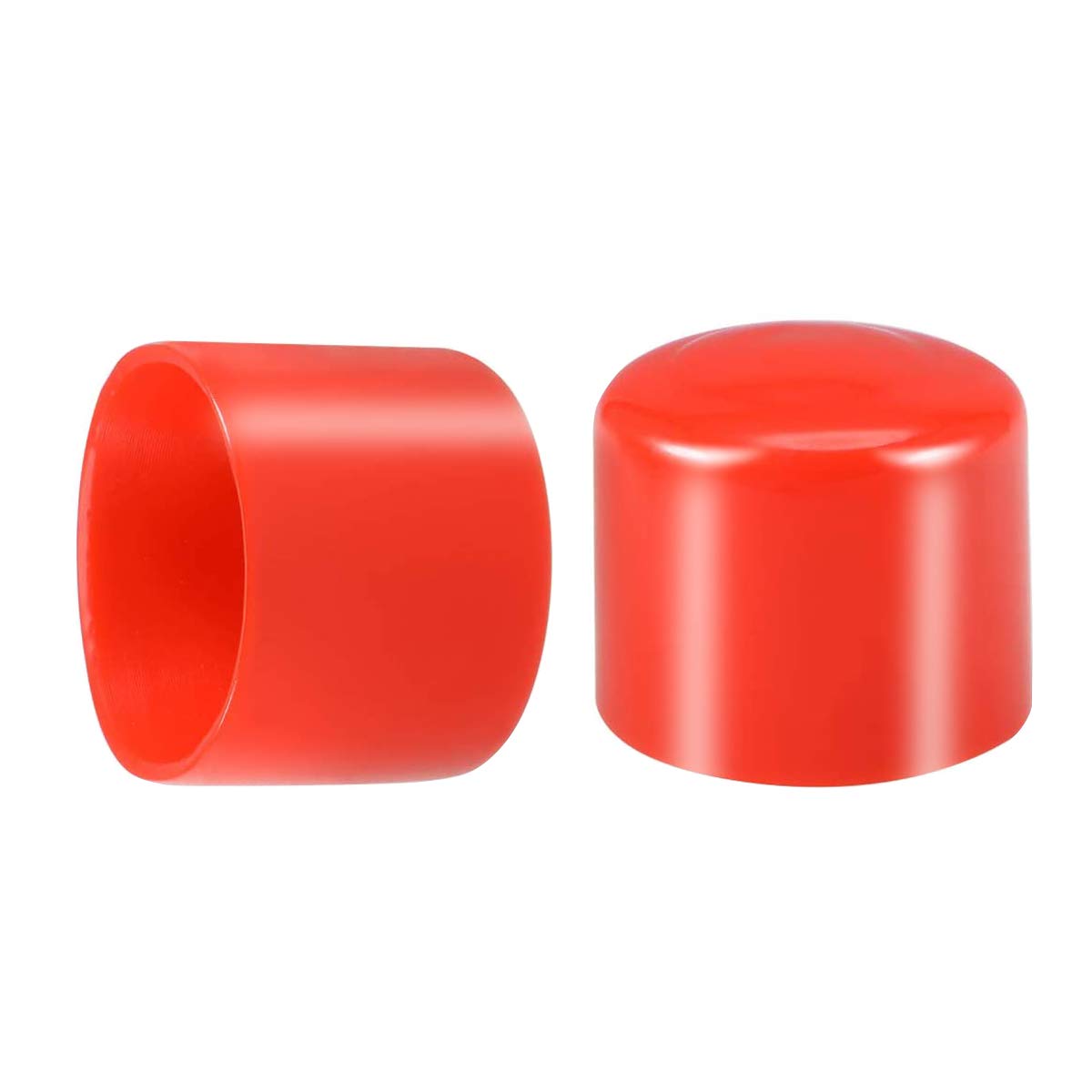 Screw Thread Protectors, PVC Rubber Round Tube Bolt Cap Plastic End Cap Cover Thread Protectors Red, Inner Dia 48mm， 100 Pcs
