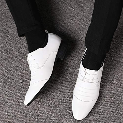 Shoes Suit Shoe Casual Shoes Male Wedding Lace Leather Men Comfortable Business Men's Leather Shoes Fashion Shoes (White, 46)3