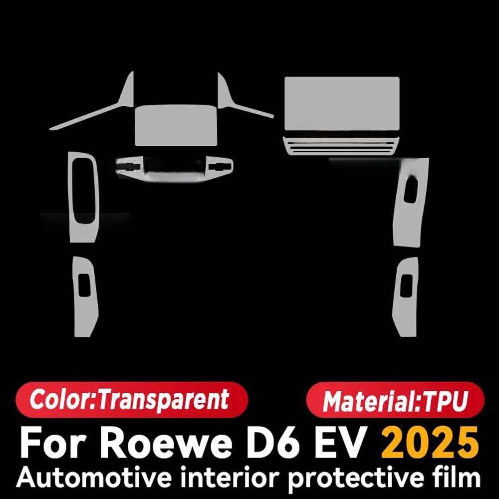 Pellicola Protettiva Trasparente per Pannelli Interni Auto, per Roewe D6 EV 2025, Accessori AntiGraffio