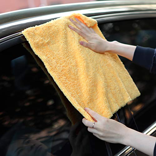 Carcarez Microfiber Towels For Cars, Car Drying Wash Detailing Towel With Plush Edgeless Microfiber Cloth (Yellow) #TOP6