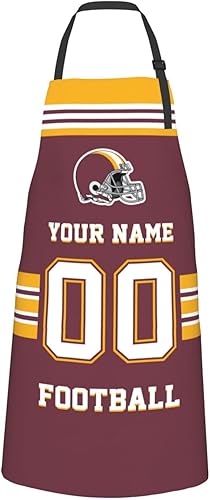 Midkepf Delantales personalizados del estilo del fútbol, delantal personalizado de la cocina del nombre y del número, delantales impermeables