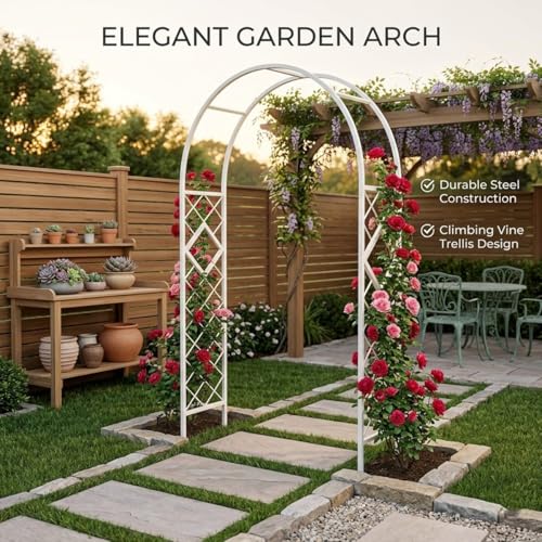 Arche de jardin en métal noir de 3m x 2,7m | Finition extérieure durable - 3