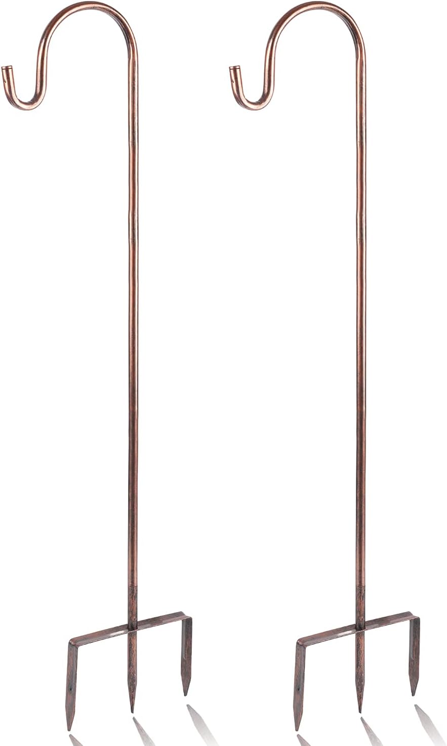 EXCMARK 2 Pack Shepherd Hook 48 inch 1/2 inch Thick Use at Weddings, Hanging Solar Lights, Lanterns, Bird Feeders, Metal Hanger Hook. (Bronze, 48 inch) U.S. Patent.